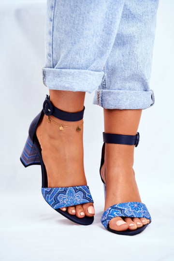 Sandalias mujer piel natural azul oscuro 04235-17/00-5 2