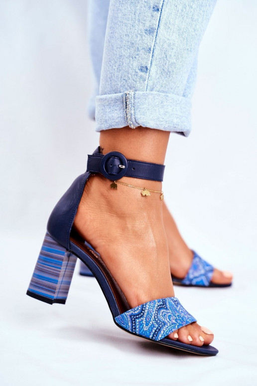 Sandalias mujer piel natural azul oscuro 04235-17/00-5