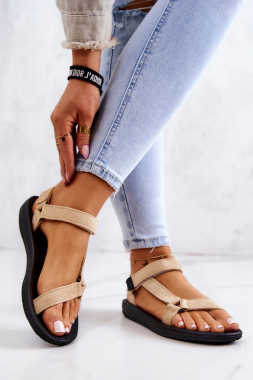 Femenino de gamuza Estilo deportivo sandalias beige Harris