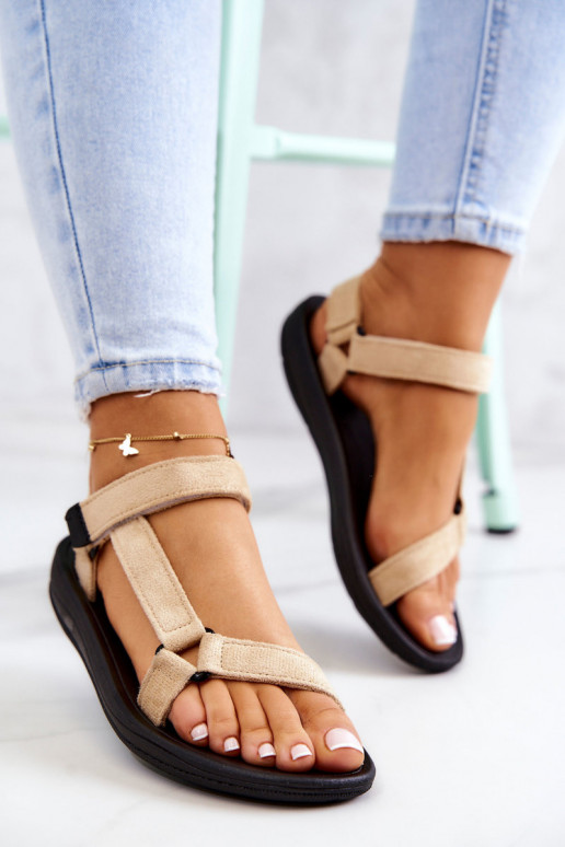 Femenino de gamuza Estilo deportivo sandalias beige Harris