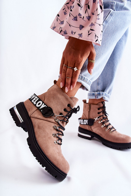 de gamuza calentamiento Botas con correas color marrón Aurelio