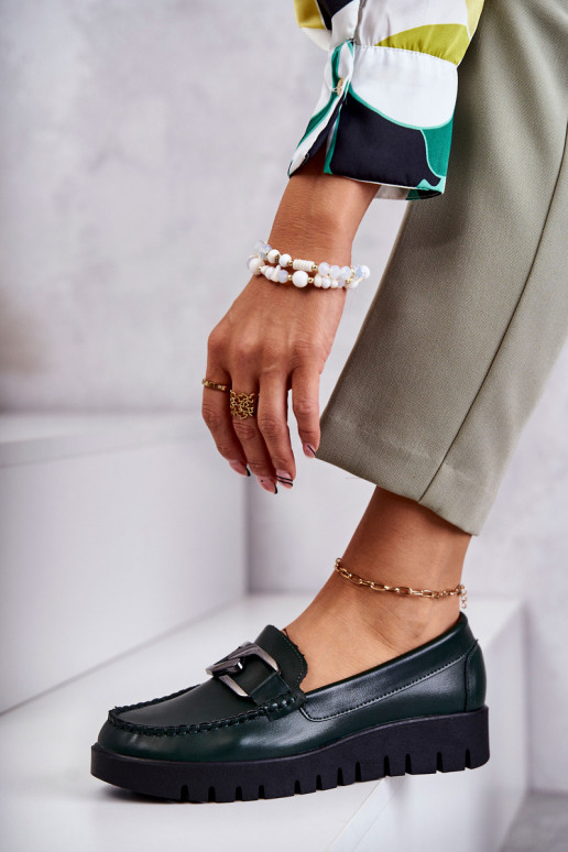 con efecto barniz zapatos Mocasines con una plataforma color verde Kjersti