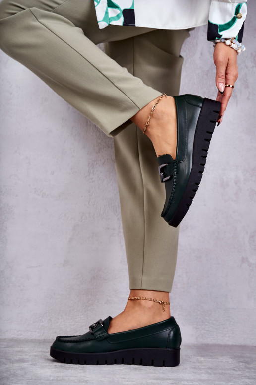 con efecto barniz zapatos Mocasines con una plataforma color verde Kjersti