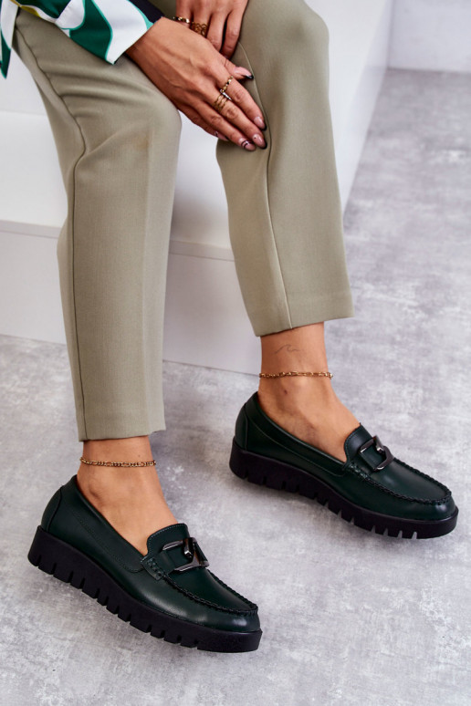 con efecto barniz zapatos Mocasines con una plataforma color verde Kjersti