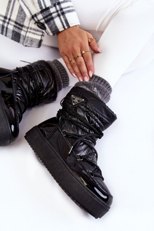 Femenino De moda Botas de nieve con cordones de color negro Carrios