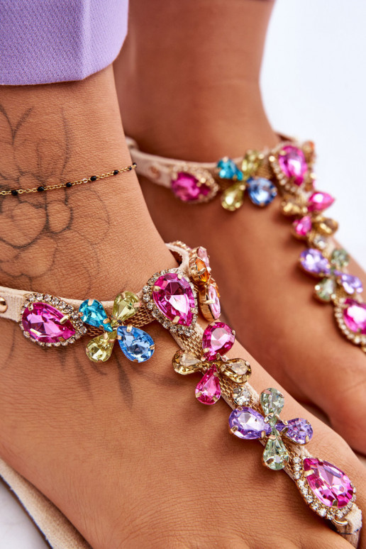 Sandalias de ante Zapatillas con decoración de guijarros beige Frency