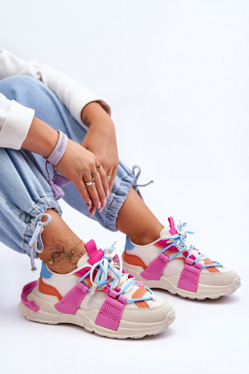 Femenino Zapatos deportivos de moda. con cordones beige-color rosa Chillout! 2