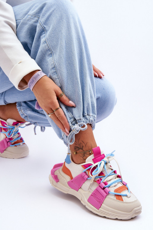 Femenino Zapatos deportivos de moda. con cordones beige-color rosa Chillout!