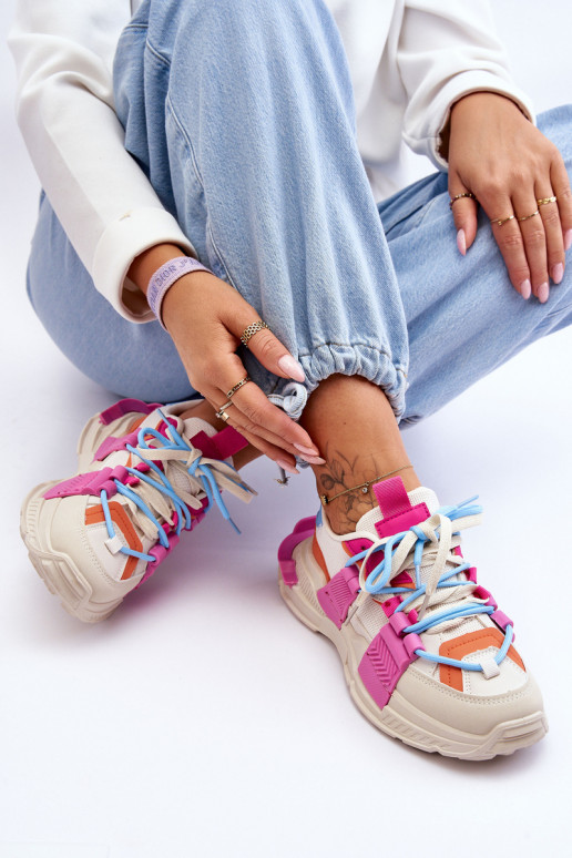 Femenino Zapatos deportivos de moda. con cordones beige-color rosa Chillout!