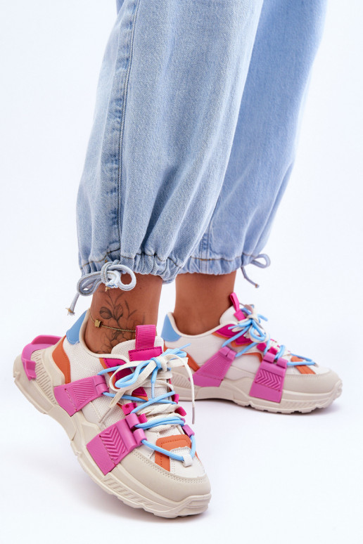 Femenino Zapatos deportivos de moda. con cordones beige-color rosa Chillout!