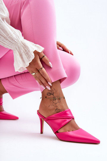 Zapatillas de cuero con tacones finos color rosa Aveline 2