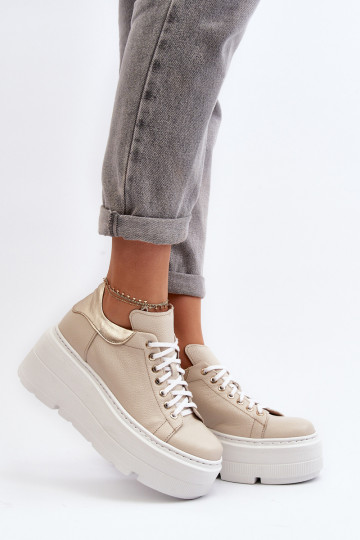 Zazoo 10165 zapatillas Femenino con una plataforma beige