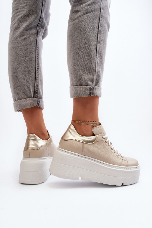 Zazoo 10165 zapatillas Femenino con una plataforma beige