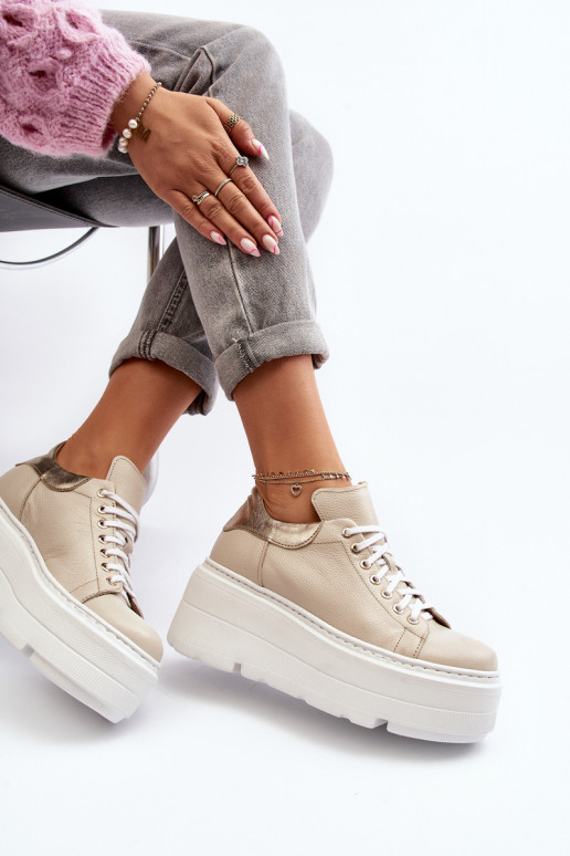 Zazoo 10165 zapatillas Femenino con una plataforma beige