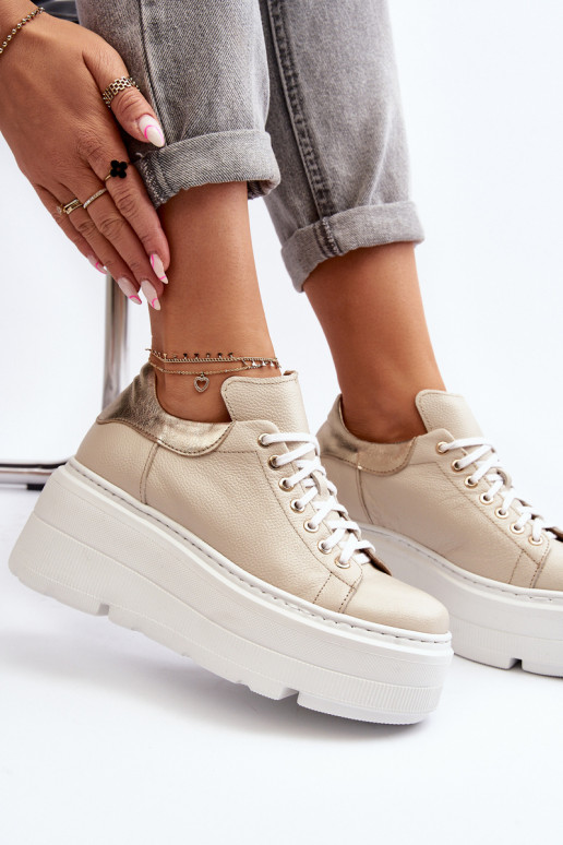 Zazoo 10165 zapatillas Femenino con una plataforma beige