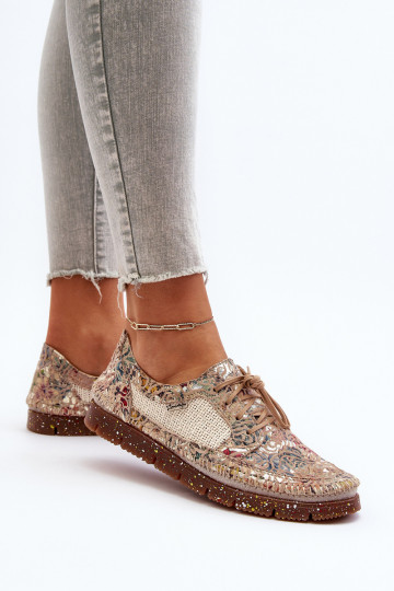 Estampado zapatos Femenino Tiene queciejka 06347-04 beige 2