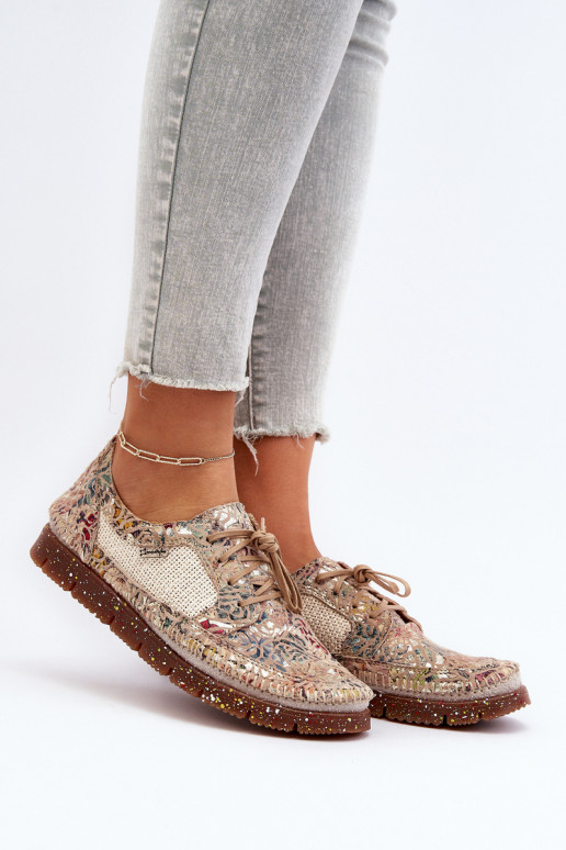 Estampado zapatos Femenino Tiene queciejka 06347-04 beige
