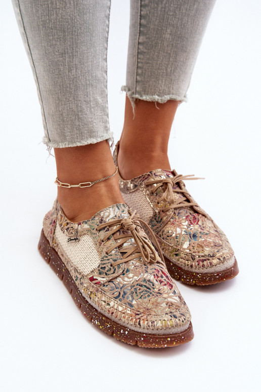 Estampado zapatos Femenino Tiene queciejka 06347-04 beige