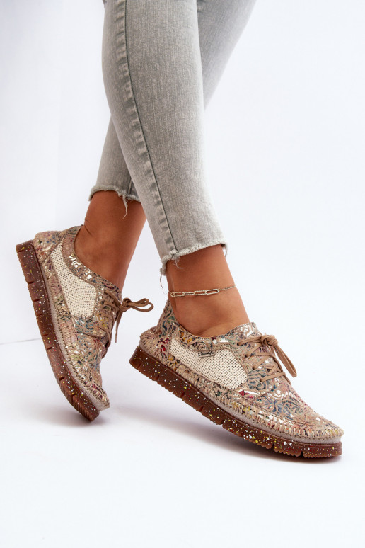 Estampado zapatos Femenino Tiene queciejka 06347-04 beige