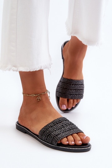 Zapatillas de mujer con trenzado y tacones anchos negras Radians