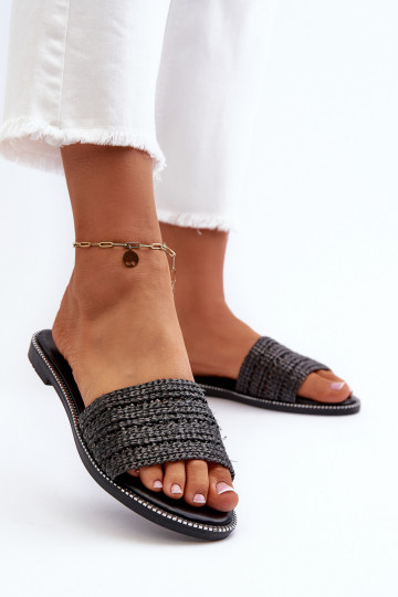 Zapatillas de mujer con trenzado y tacones anchos negras Radians 2