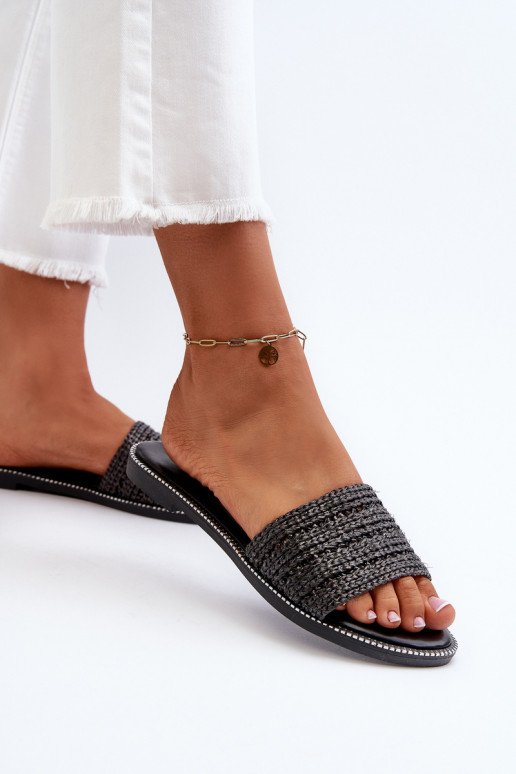 zapatillas de mujer Con Trenza con tacones anchos de color negro Radians
