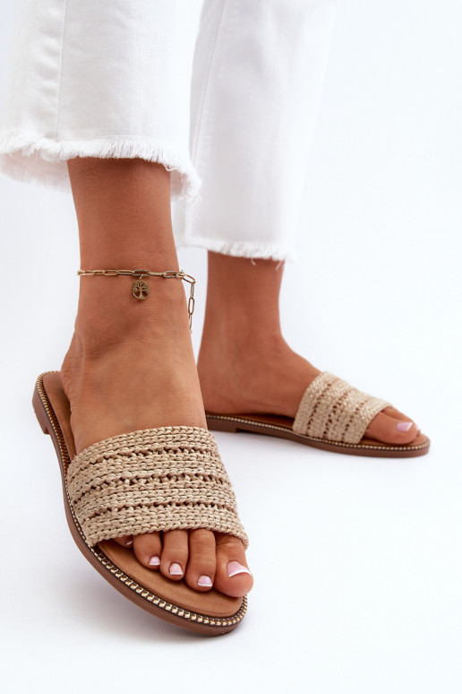zapatillas de mujer Con Trenza con tacones anchos beige Radians