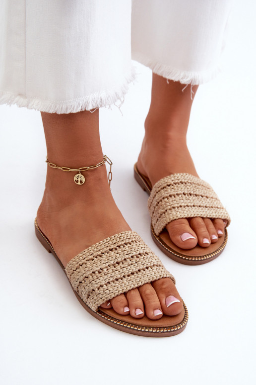zapatillas de mujer Con Trenza con tacones anchos beige Radians