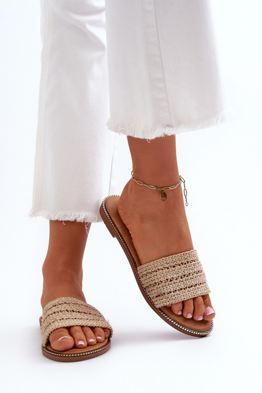 zapatillas de mujer Con Trenza con tacones anchos beige Radians