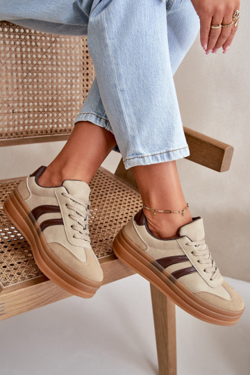 Zapatillas de mujer de estilo deportivo con plataforma color marrón Nesonice