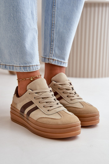 Zapatillas de mujer de estilo deportivo con plataforma color marrón Nesonice 2