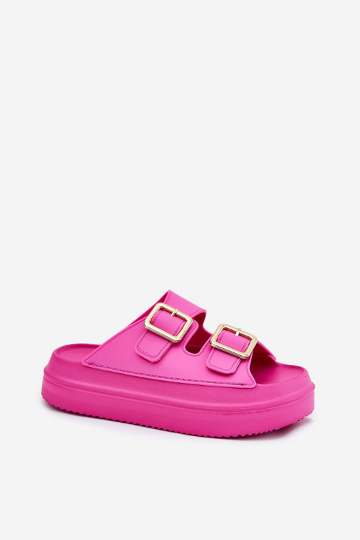zapatillas de mujer con una plataforma Ze color doradomi con hebillasmi color rosa Zorila