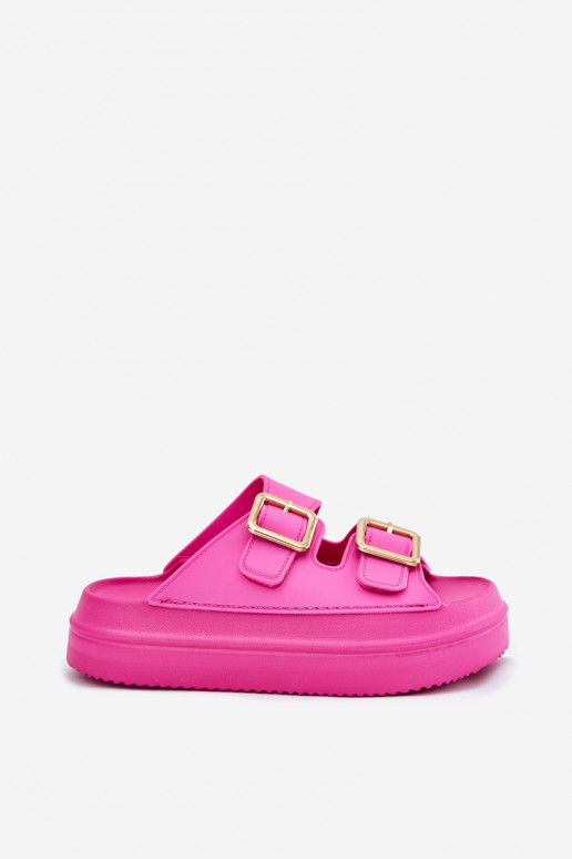 zapatillas de mujer con una plataforma Ze color doradomi con hebillasmi color rosa Zorila
