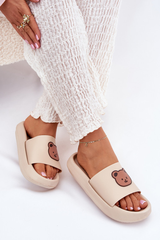 Zapatillas de mujer con espuma. con oso beige Lalon