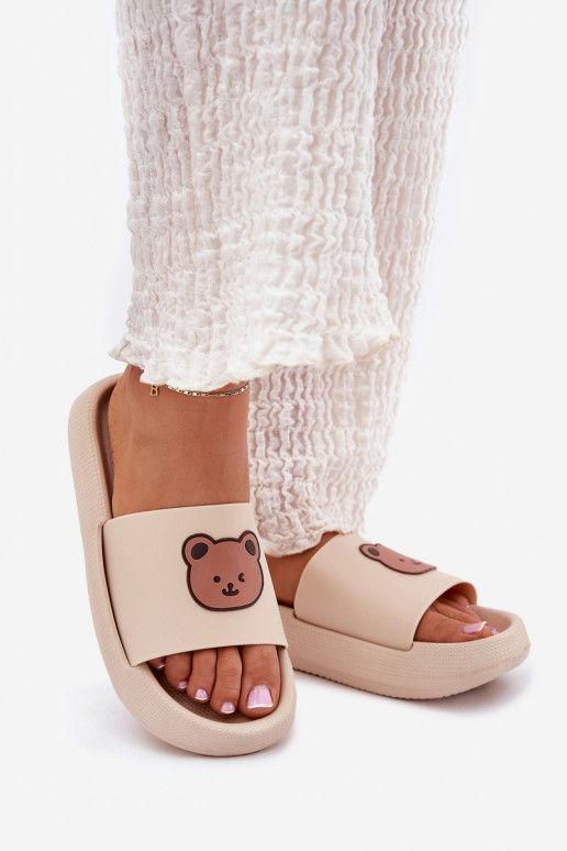 Zapatillas de mujer con espuma. con oso beige Lalon