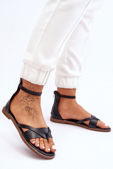 Chanclas de mujer con suela plana en color negro Rise Up!