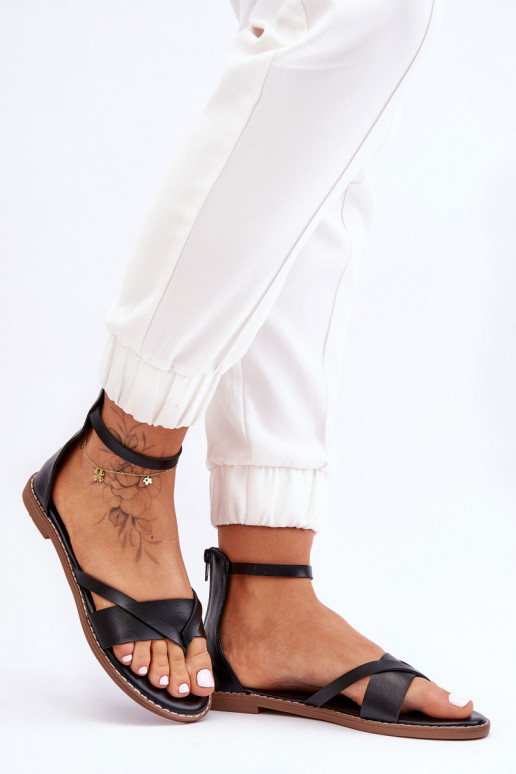 Femenino Sandalias planas Zapatillas Al castillo de color negro Rise Up!