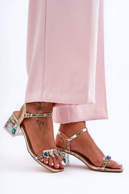 Femenino Sandalias de tacón con ojos brillantes color dorado S.Barski MR1037-01