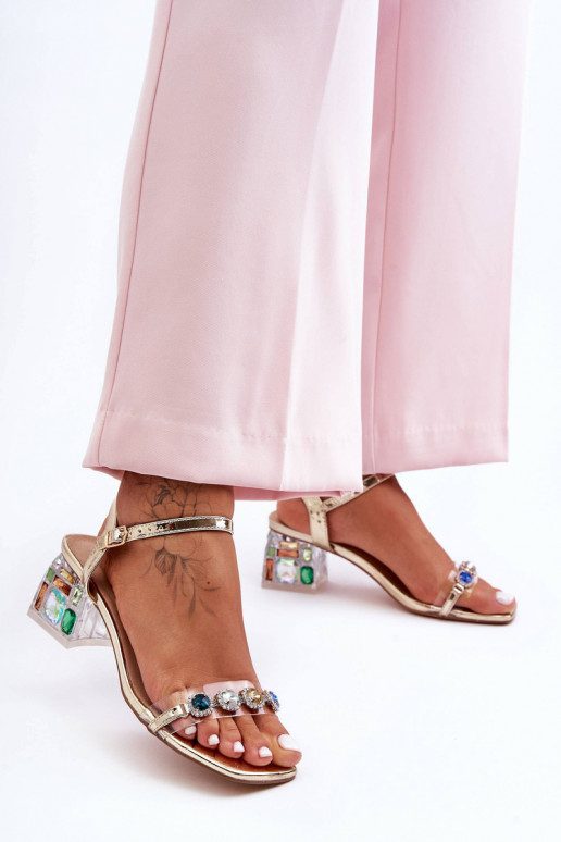 Femenino Sandalias de tacón con ojos brillantes color dorado S.Barski MR1037-01