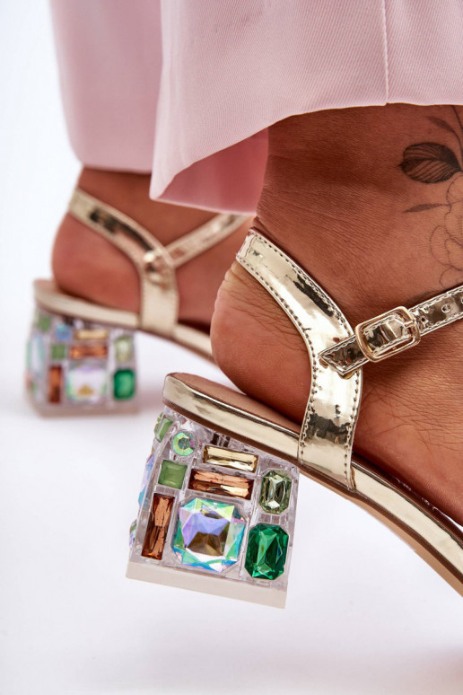 Femenino Sandalias de tacón con ojos brillantes color dorado S.Barski MR1037-01