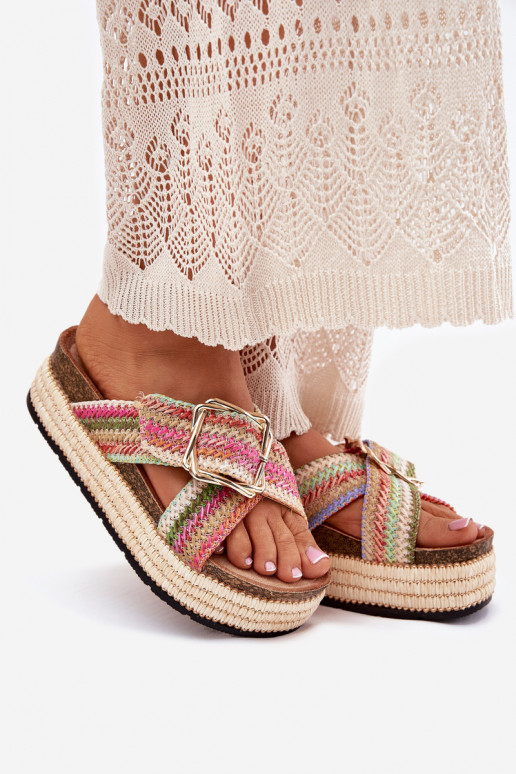 zapatillas de mujer con una plataforma Con Trenza I Złotą con hebillas Colores diferentes Filazzia