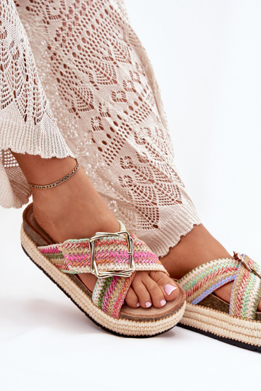 zapatillas de mujer con una plataforma Con Trenza I Złotą con hebillas Colores diferentes Filazzia