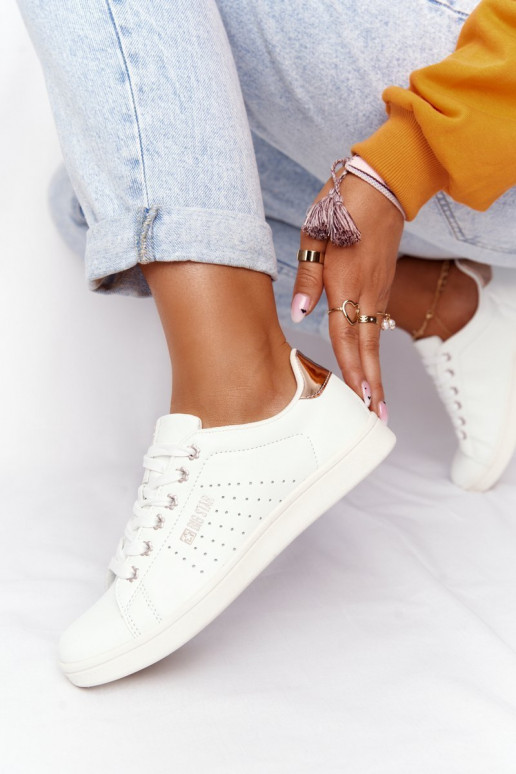 Zapatillas de piel natural. BIG STAR DD274583 Blanco-color cobre