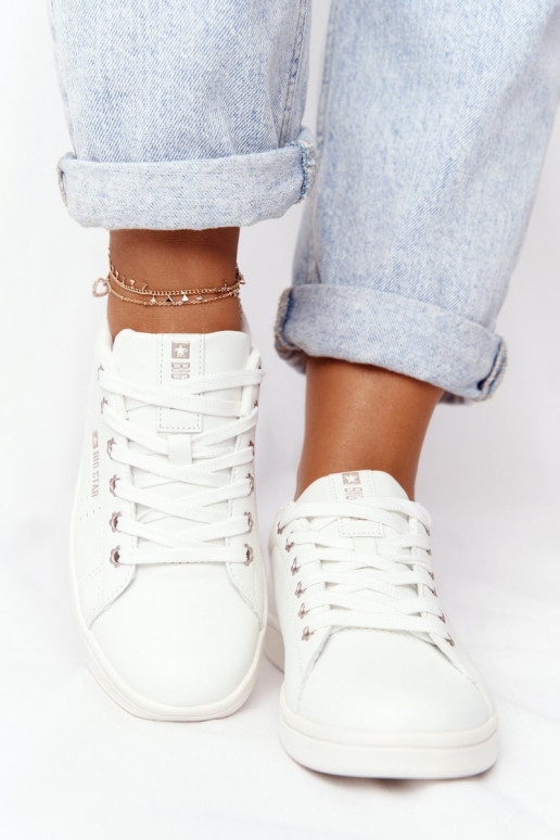 Zapatillas de piel natural. BIG STAR DD274583 Blanco-color cobre