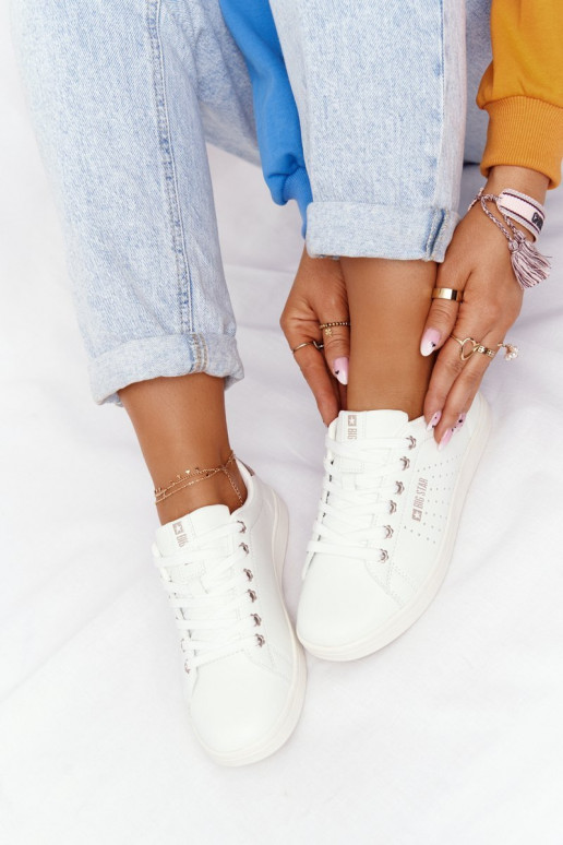 Zapatillas de piel natural. BIG STAR DD274583 Blanco-color cobre