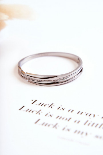 Una pulsera Acero con ojos centelleantes color plata Myrens