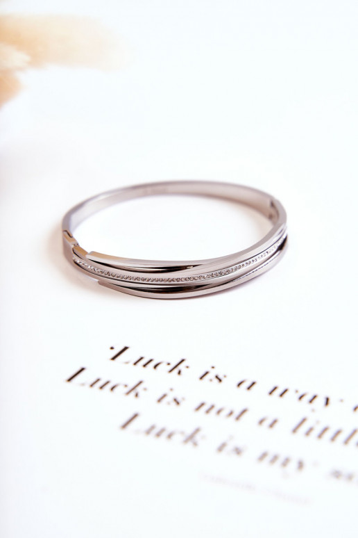 Una pulsera Acero con ojos centelleantes color plata Myrens