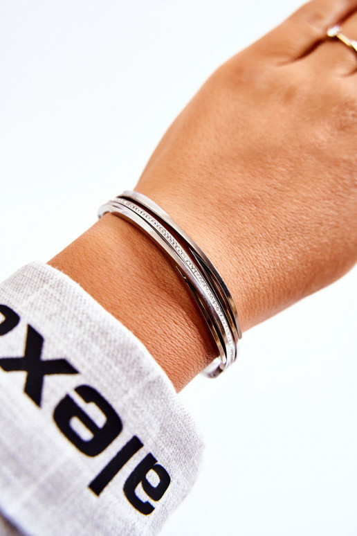 Una pulsera Acero con ojos centelleantes color plata Myrens