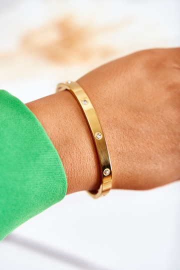 Pulsera de acero con ojales de circonio color dorado Lauren 2