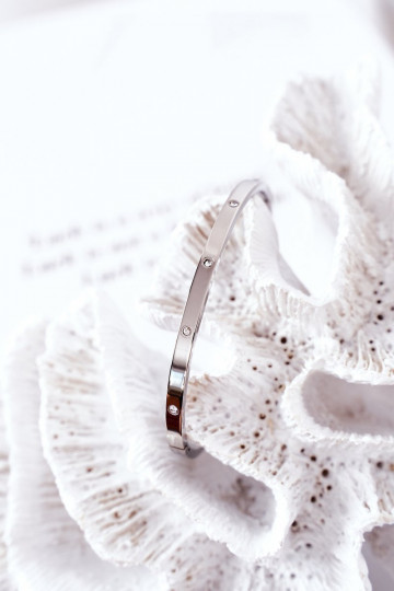 Pulsera de acero inoxidable color plata con piedras brillantes